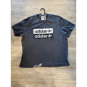 Adidas Originals Mens 2XL Graphic Trefoil Logo T-Shirt Faded Black Distressed